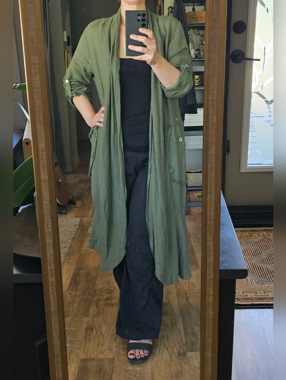 Flowy Linen Lagenlook Cardigan Duster - Picture 2 of 11